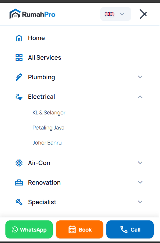 RumahPro — mobile navigation